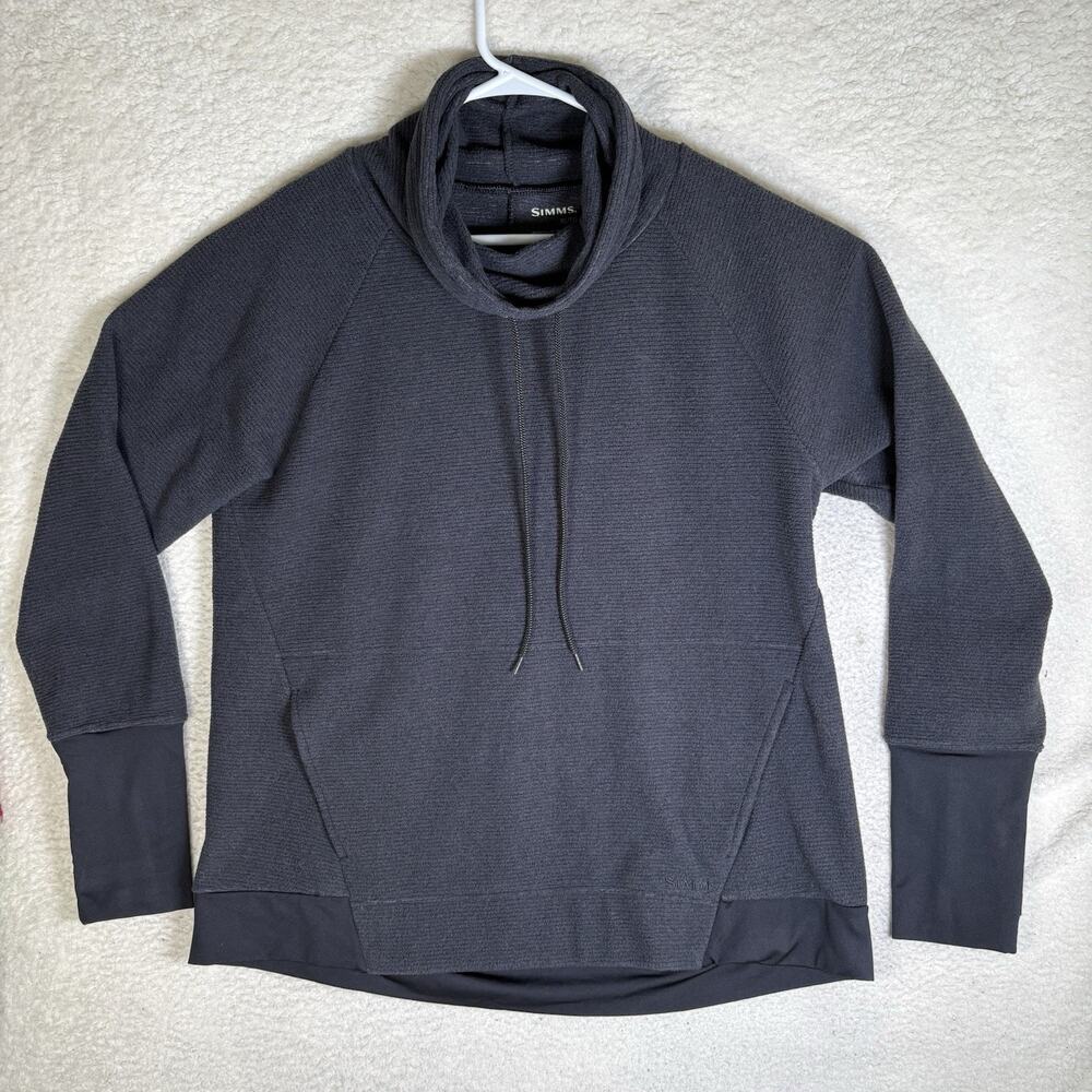 Simms Fishing Rivershed Sweater Womens XL Gray/Black Cowl Neck Outdoors